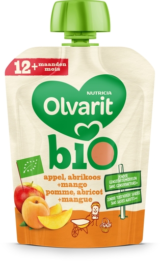 Olvarit Bio Appel + Abrikoos + Mango 12+ Maanden 90 g | Voeding