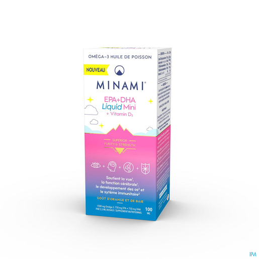 Minami EPA + DHA Liquid Mini + Vitamine D3 Fl 100ml | Huiles de poisson