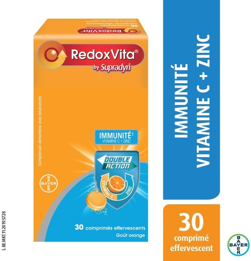 RedoxVita Double Action 30 Comprimés Effervescents (Orange) | Défenses naturelles - Immunité