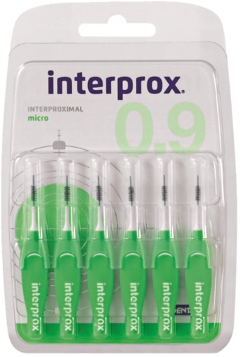 Interprox Premium 6 Borstels voor tussen de tanden Micro 0.9mm | Tandfloss - Interdentale borsteltjes