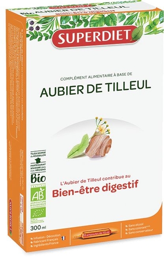 SuperDiet Aubier De Tilleul 20 Ampoules | Digestion - Transit