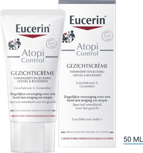 Eucerin AtopiControl Gezichtscrème Droge Huid met neiging tot Atopie Tube 50ml | Droge huid - Hydratatie