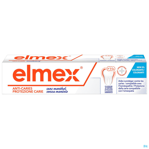 Elmex Dentifrice Sans Menthol 75ml (Nouvelle Formule)