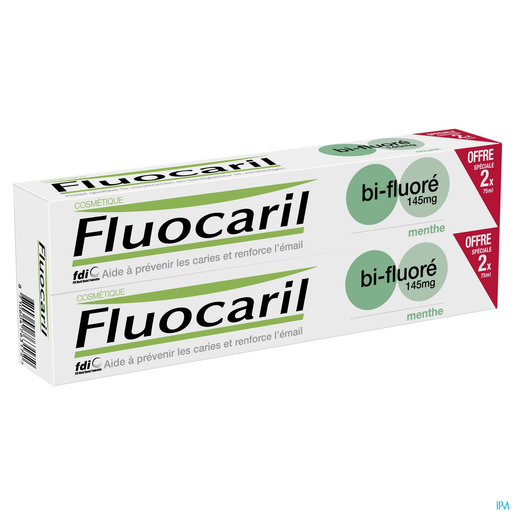 Fluocaril Dentifrice Bi-fluoré Menthe 2x75ml | Dentifrice - Hygiène dentaire