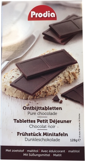Prodia Tablettes Petit Déjeuner Chocolat Noir 16x8g | Pour diabétiques