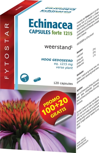 Fytostar Echinacea Forte 120 Capsules (20 gratis) | Natuurlijk afweersysteem - Immuniteit