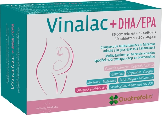 Vinalac Dha/epa 30 Tabletten + 30 Softgels Nieuwe Formule | Zwangerschapsvitaminen