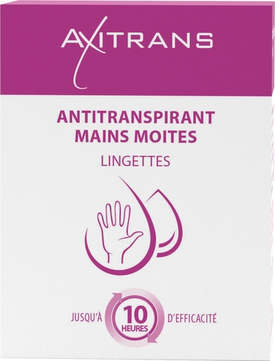 Axitrans Antitranspirant Mains Moites 10 Lingettes | Nettoyage des mains
