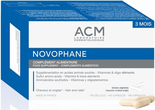 Novophane 180 Gélules | Vitamines - Chute de cheveux - Ongles cassants