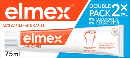 Elmex Dentifrice Anti Caries Adulte 2x75ml | Dentifrice - Hygiène dentaire