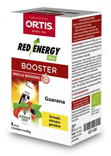 Ortis Red Energy Bio Citroen Gember 4 Flesjes x 15 ml | Vermoeidheid - Herstel