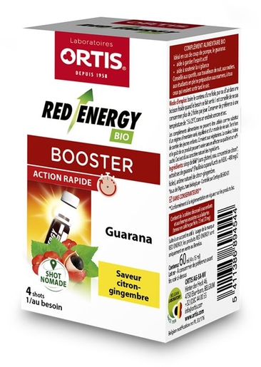 Ortis Red Energy Bio Citron Gingembres 4 Fioles x15ml | Fatigue - Convalescence