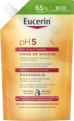 Eucerin pH5 Douche Olie Droge en Gevoelige Huid navulling 400ml | Onze Bestsellers