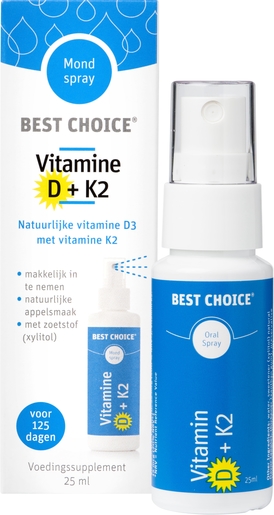 Best Choice Mondspray Vitamine D En K2 25ml | Vitaminen D
