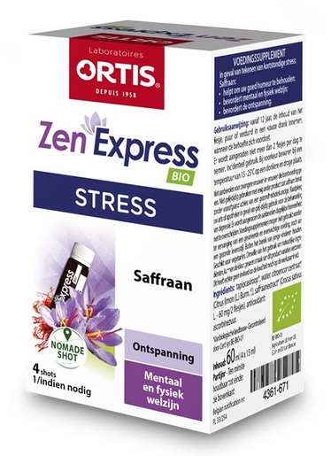 Ortis Zen Express Bio Shot 4 x 15 ml | Stress - Nervositeit
