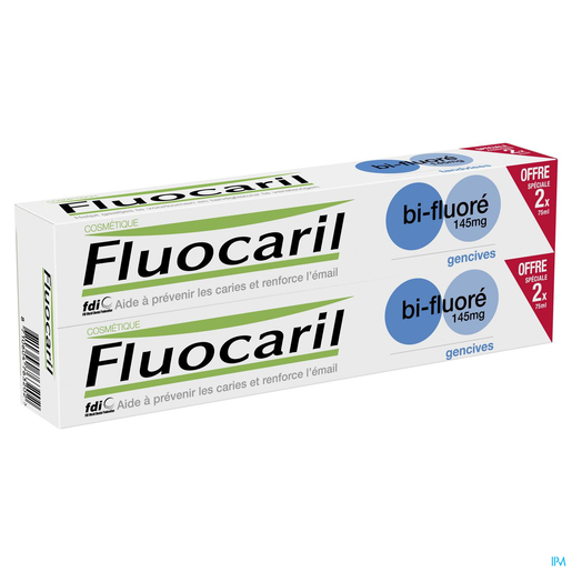 Fluocaril Dentifrice Bi-Fluoré Protection Gencives 2x75ml | Dentifrice - Hygiène dentaire