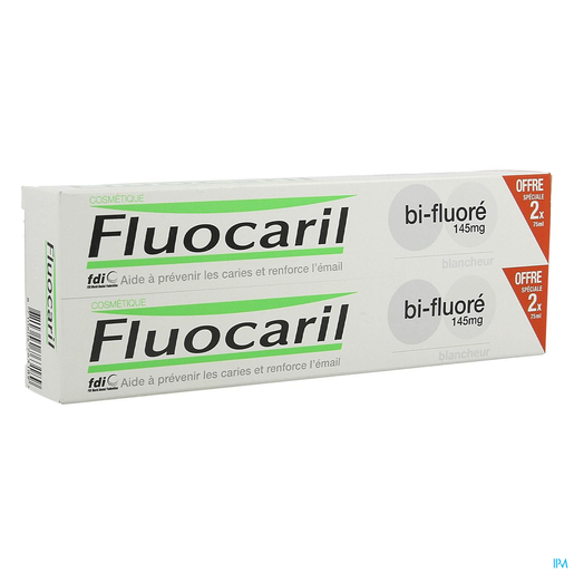 Fluocaril Dentifrice Bi-Fluoré Blancheur 2x75ml | Blanchiment - Antitaches