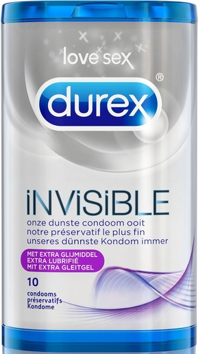 Durex Invisible Extra Fin et Extra Lubrifié Condoms 10 | Préservatifs