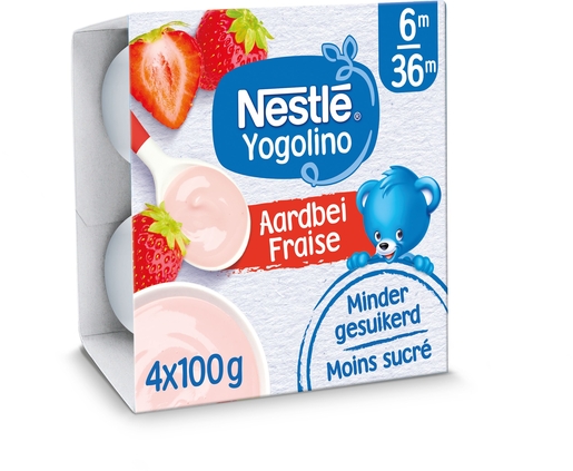 NESTLÉ Yogolino Yoghurt Aardbei Baby 6+ Maanden 4x100g | Voeding
