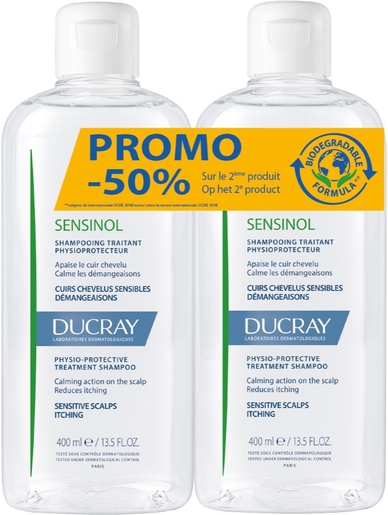 Ducray Sensinol Fysiobeschermende Behandelende shampoo Duo 2 x 400 ml | Haarverzorging