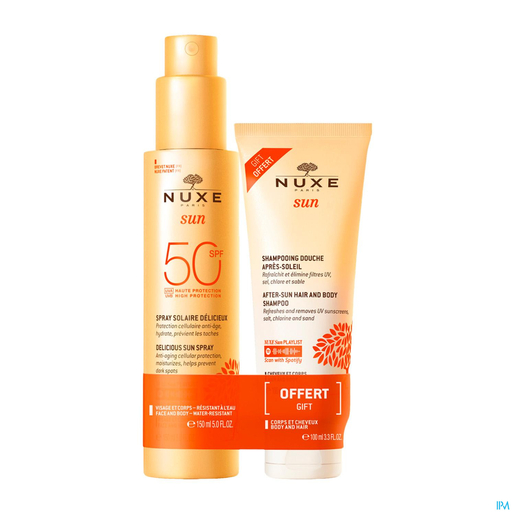 Nuxe Duo Sun Spray Solaire Délicieux Haute Protection IP30 150ml + Shampooing Douche 100ml Offert | Produits solaires