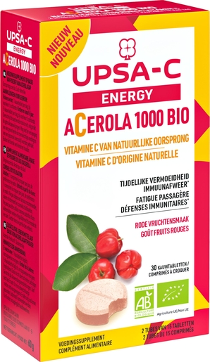 UPSA-C Energy Acerola 1000mg 30 Comprimés | Défenses naturelles - Immunité