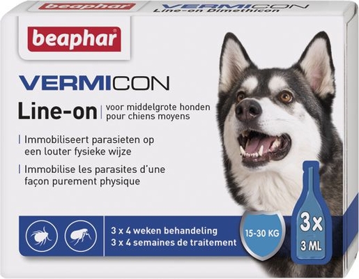 Beaphar Vermicon Line-on Chien Moyen 3x3ml | Anti-puces - anti-tiques 