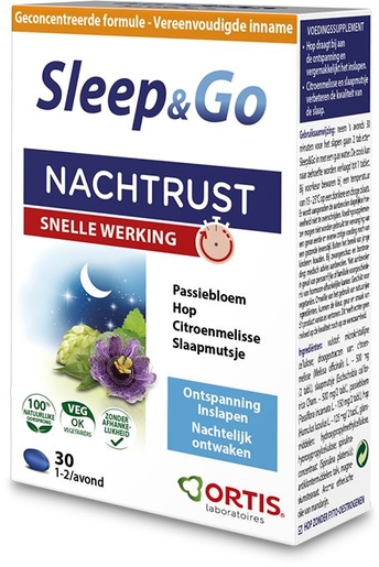 Ortis Sleep &amp; Go Nachtrust Snelle Werking 30 Tabletten | Stress - Nervositeit