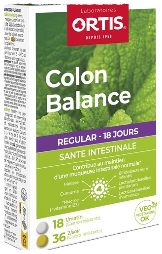 Ortis Colon Balance Regular Ballonnements 36 + 18 Comprimés | Digestion - Transit
