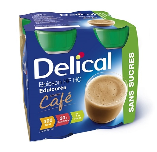 Delical Drank met zoetstof HP-HC Koffie 4x200ml | Orale voeding