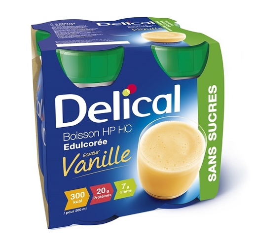 Delical Boisson Edulcorée HP-HC Vanille 4x200ml | Nutrition orale