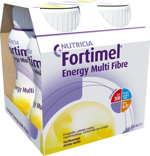 Fortimel Energy Multi Fibre Vanille 4x200ml | Orale voeding