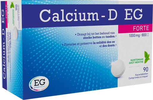 Calcium-D Forte EG Munt 1000 mg/800 IE 90 tabletten | Beendergestel - Osteoporose
