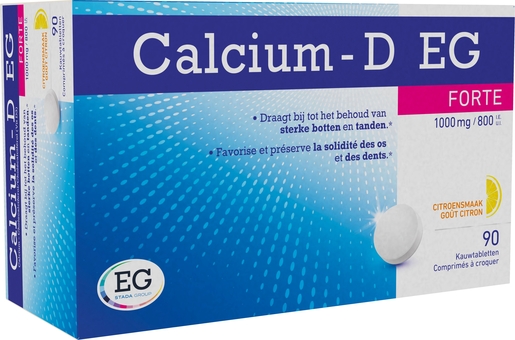 Calcium-D Forte Citroen - 1000 mg/800 IE - 90 tabletten | Beendergestel - Osteoporose