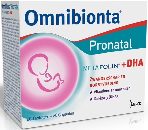 Omnibionta Pronatal Metafolin + DHA 60 Tabletten + 60 Capsules | Vitaminen en voedingssupplement voor tijdens de zwangerschap 