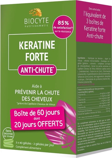 Biocyte Keratine Forte Antihaaruitval 120 Capsules | Haaruitval - Gebroken nagels