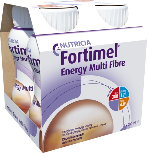 Fortimel Energy Multi Fibre Chocolade 4x200ml | Orale voeding