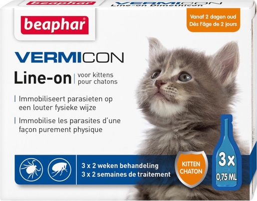 Beaphar Vermicon Line-on Chaton 3x0,75ml | Anti-puces - anti-tiques 