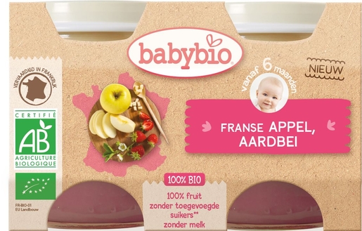 Babybio Potjes Appel Aardbei +6 Maanden 2x130 g | Voeding
