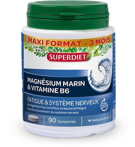 SuperDiet Zeemagnesium en Vitamine B6 90 Tabletten | Vermoeidheid - Herstel