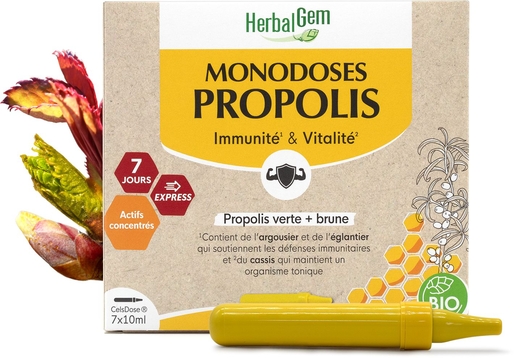 Herbalgem Propolis Monodoses Bio 7x10ml | Défenses naturelles - Immunité