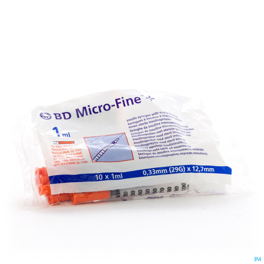 BD Micro-Fine+ Seringues à Insuline 1ml (29Gx12,7mm) 10 Pièces | Diabète - Glycémie