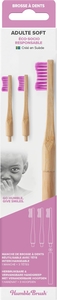Humble Brush Brosse à Dents En Bambou Adulte Rose Soft + 3 Têtes Interchangeables