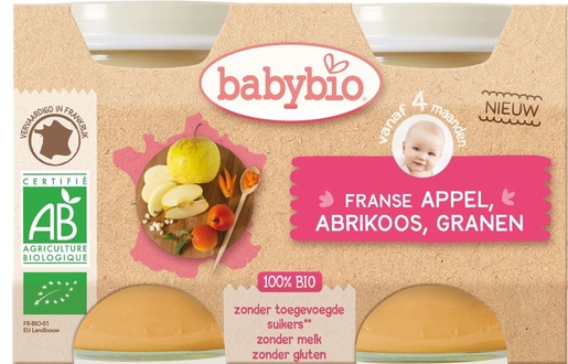 Babybio Potjes Appel Abrikoos Granen +4 maanden 2x130 g | Voeding