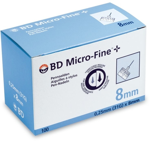 BD Micro-Fine+ Aiguilles à Stylo (31Gx8mm) 100 Pièces | Diabète - Glycémie