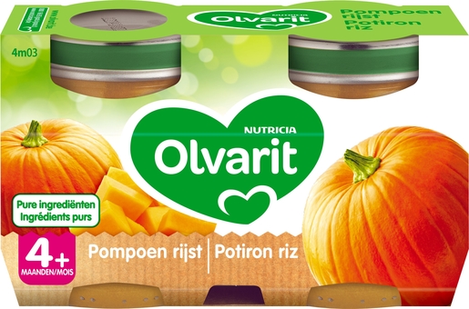 Olvarit Repas Potiron Riz 2x125g (4 mois) | Alimentation