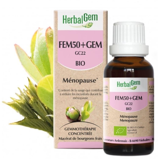 Herbalgem Fem50+ Complexe Ménopause BIO Gouttes 30ml | Bien-être féminin