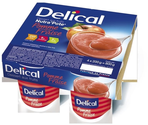 Delical Nutra Pote Appel Aardbei 4x125g | Orale voeding
