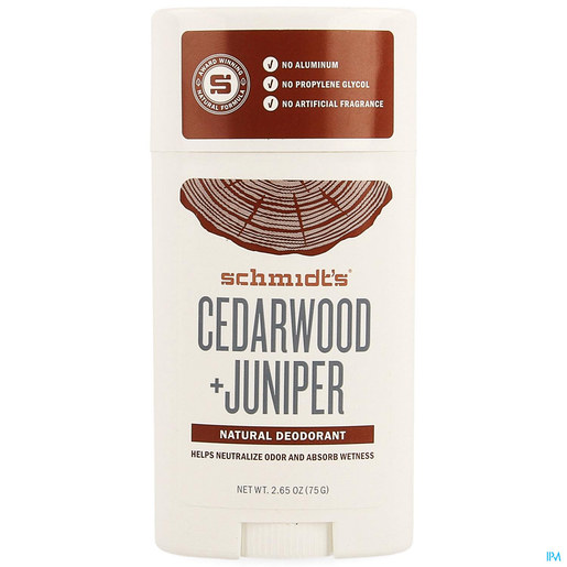 Schmidt&#039;s Stick Cedarwood &amp; Juniper 75g | Klassieke deodoranten