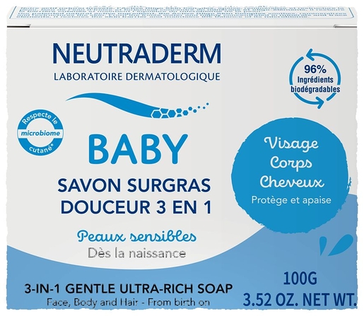 Neutraderm Baby Overvette Zeep Zachtheid 3-in-1 100 g | Baby & mama